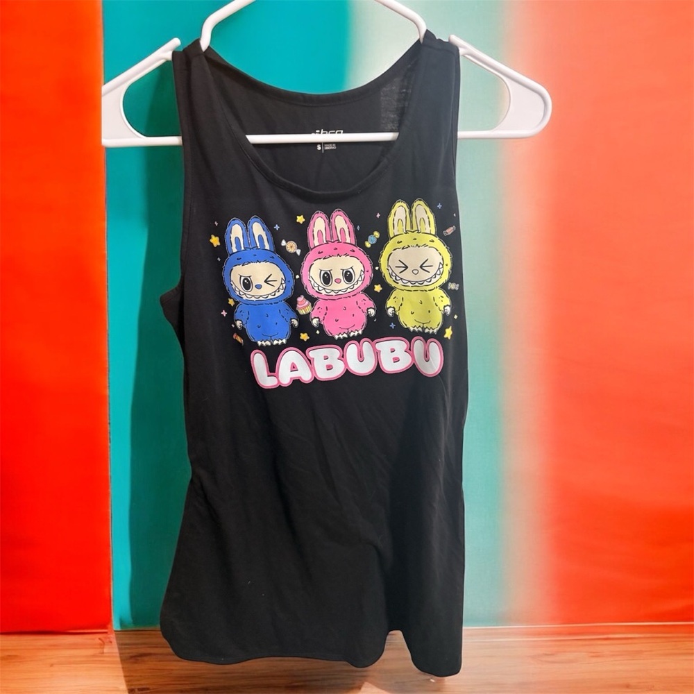 BCG LABUBH Black Tank Top HANDCRAFTED oversized small